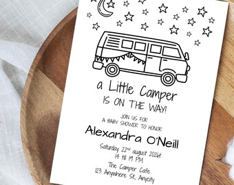 Little Camper Baby Shower Invitation: Editable Camping Theme (Editable Digital Download DEL004)