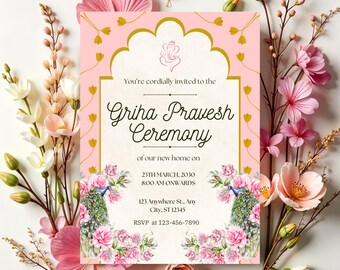 Indian Housewarming invitation | Griha Pravesh Invite | Gruha Pravesam | Pooja invite | Indian ceremony Invite | Hindu Housewarming