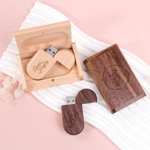 Personalized  Engraved USB With Box, Memory Stick,Wood USB Flash Drive Engraved With Text,Wooden USB Drive in Box,Video or Photography