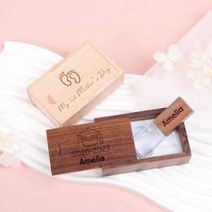 Personalized Crystal Wooden USB DriveEngraved USB With Box, Memory Stick,Wood usb Flash Drive Engraved With Text,Wooden USB Drive in Box
