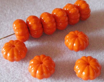 10 Porcelain Pumpkin Beads Orange Ceramic 13mm Findings