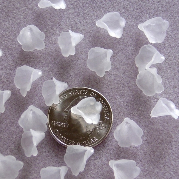 Tiny Frosted White Acrylic Iris Flower Caps 9-10mm 412