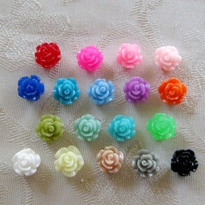 30pcs Tiny Drilled Resin Rose Flower Beads with Hole Choose your Colors 6mm 928