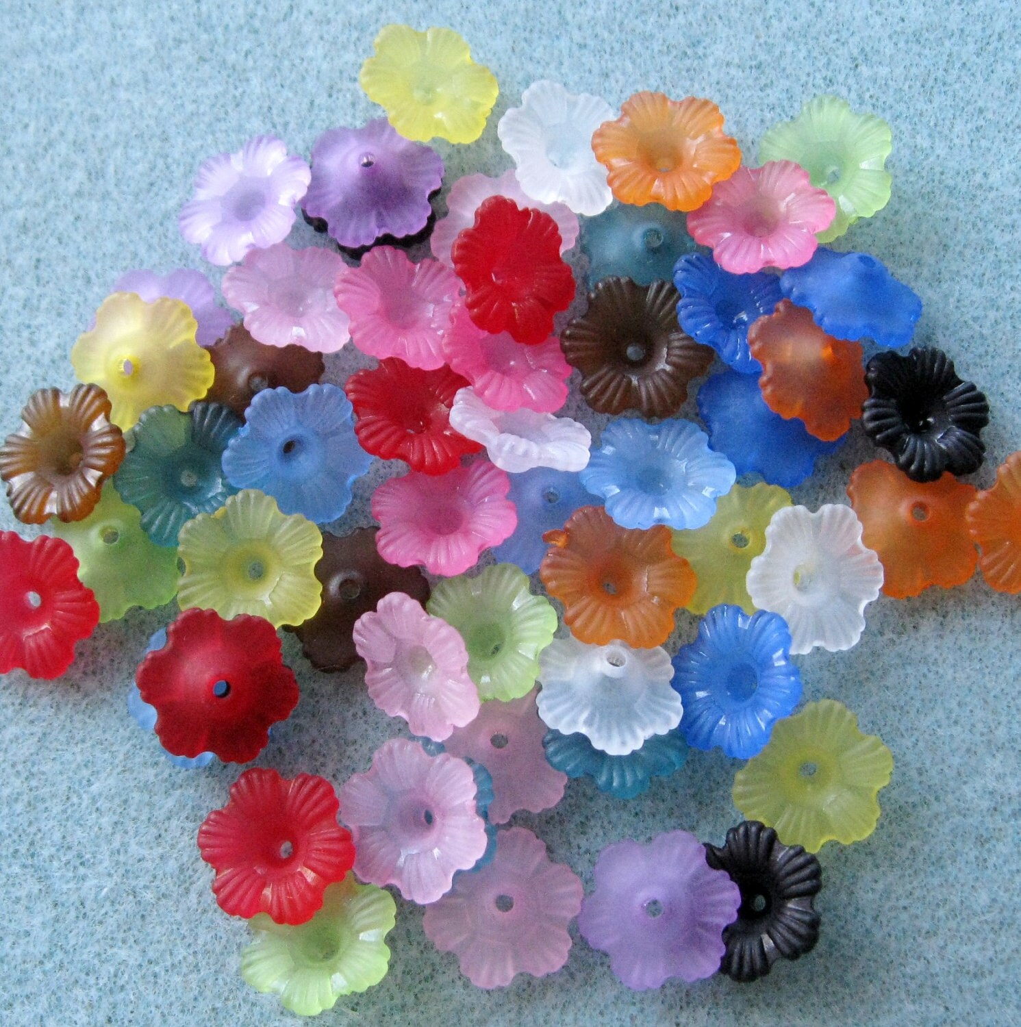 You Pick Colors Frosted Acrylic Lucite Flower Bead Mix 12mm 403