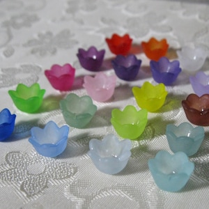 100pcs New Colors Choose Your Colors Frosted Lucite Acrylic Flower Cap Beads 10mm x 6mm, Larger Discounted Quantities 416