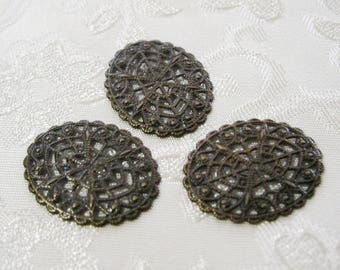 50pcs Detailed Small Antique Bronze Victorian Oval Filigrees 21mm x 17mm 544