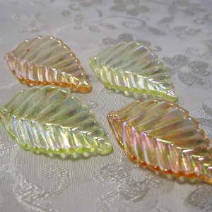 40pcs Transparent AB Lucite Acrylic Leaf Beads Leaves Yellow or Orange 435