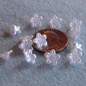 100pcs Pure White Pearl Acrylic Star Flower Beads 10mm 406