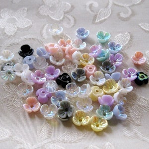 Super Tiny AB Finish Lucite Acrylic 3 Petal Flower Bead MIX 6mm 468