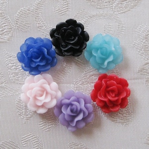 Tiny Detailed Resin Rose Flower Cabochons MIX Flatback No Hole 12mm 923