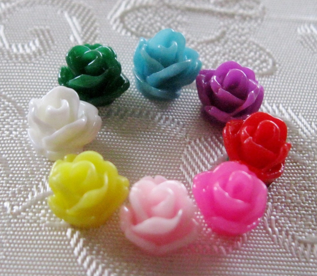 100pc Mix Tiny Resin Rose Flower Cabochons No Hole 7.5mm 947 - Etsy
