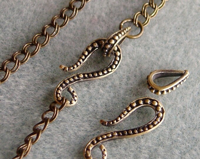 8 Sets Antique Bronze Hook and Eye Clasps 10x30mm Lead Free Nickel Free