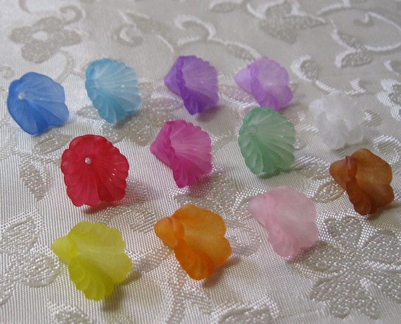 100 pcs Pink 12mm Frosted Acrylic Lucite Flower Beads