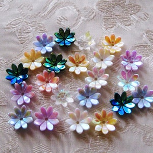 Tiny Resin Flower Beads with Hole 9.5mm Auroura Borealis Finish Mix of Colors 458