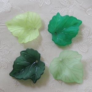 Green Leaves Frosted Lucite Acrylic Leaf Beads You Choose Colors 440