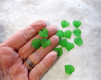 Dark Green Frosted Leaves Beads Lucite Acrylic 16mm 423