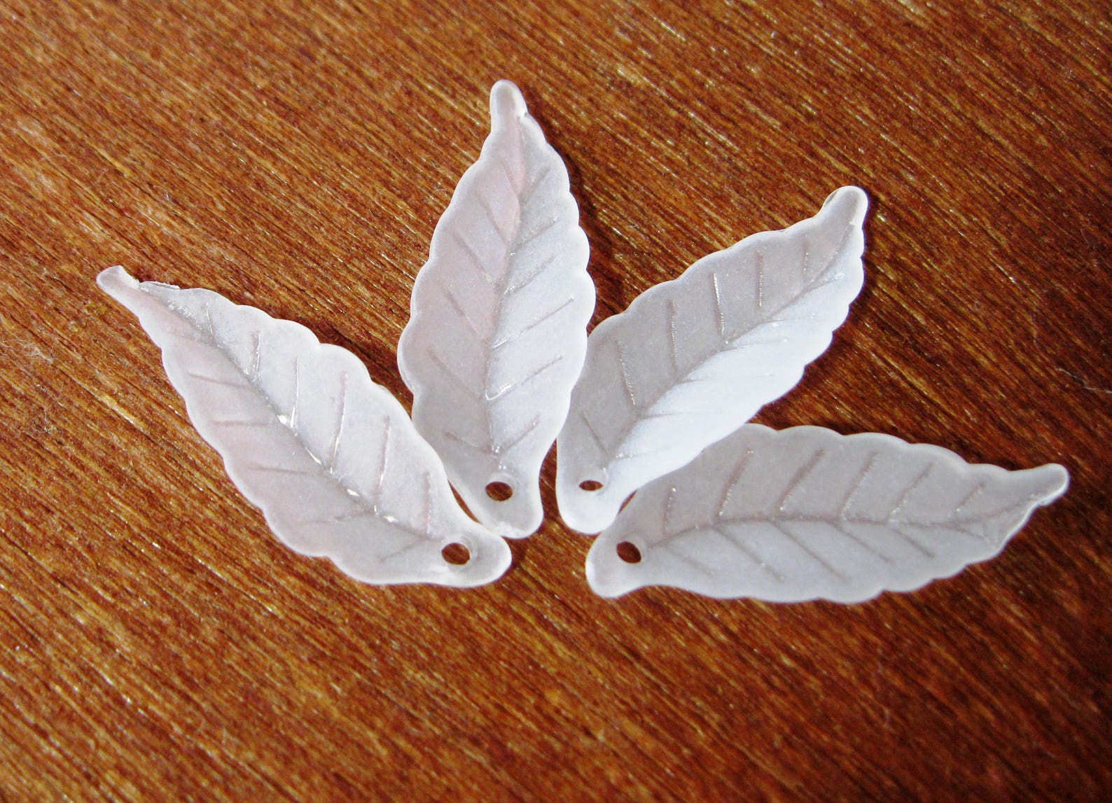 Frosted White Lucite Acrylic Leaf Beads Leaves 26mm X 9mm 419 Etsy