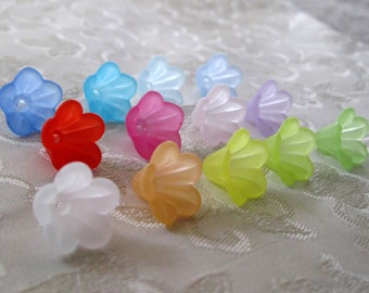 100pcs Frosted Lucite Acrylic Flower Cap Bead Mix 10mm x 14mm Choose Your Colors 434
