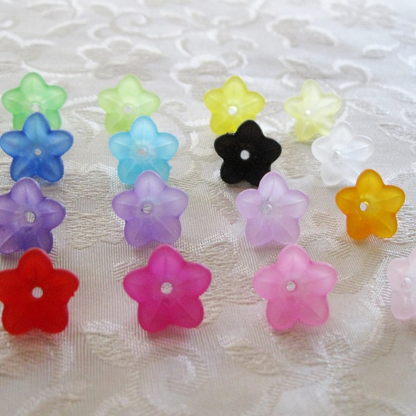 100pcs Choose Your Colors Lucite Acrylic Flower Beads Frosted Mix 13mm x 7mm 418