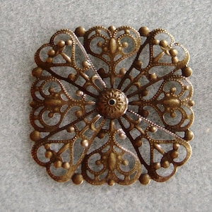 Antique Bronze Square Heart Filigree Pendants Lead Free 49mm 526