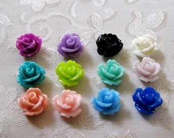 Resin Rose Flower Cabochons, 9-10mm Flatback Craft Embellishments 912