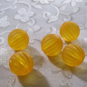 Orange Pumpkin Beads Frosted Acrylic Lucite Ribbed Melon 14mm 824 image 2