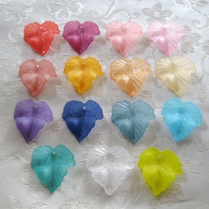 100pcs Leaves Frosted Lucite Acrylic Leaf Beads You Choose Colors 440