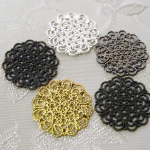 Round Filigree Coin MIX 16mm Links Brass Connectors, Metal Jewelry Stampings, Lead and Nickel Free Scrapbooking 502