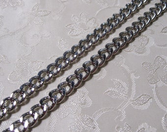 Antique Silver Heavy Plated Flat Twist Cuban Curb Chain 9mm x 7.5mm Bulk 396