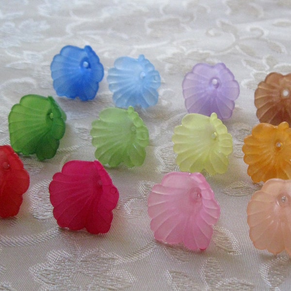 50pcs Frosted Lily Trumpet Flower Bead Cap Bead Lucite Acrylic Mix 20mm Choose Your Colors 427