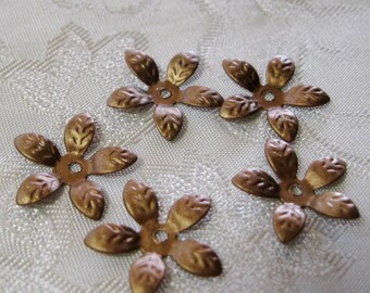 200pcs Copper Daisy Flower Filigree Bead Caps 15mm Lead Free 306