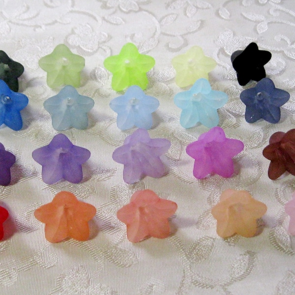 Choose Your Colors Frosted Flower Cap Bead Mix 12mm x 18mm Lucite Acrylic 410