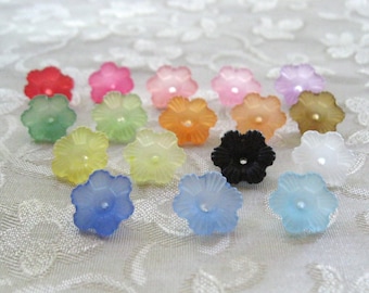 100pcs You Pick Colors Frosted Acrylic Lucite Flower Bead Mix 12mm 403