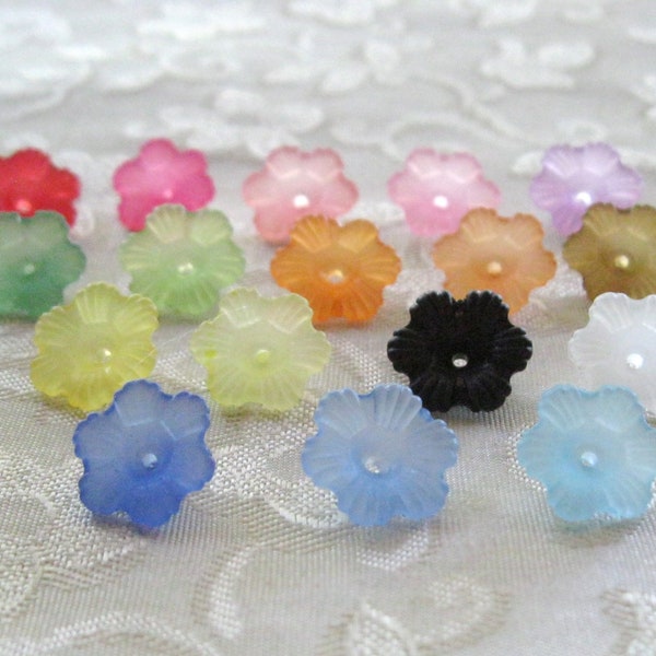 100pcs You Pick Colors Frosted Acrylic Lucite Flower Bead Mix 12mm 403