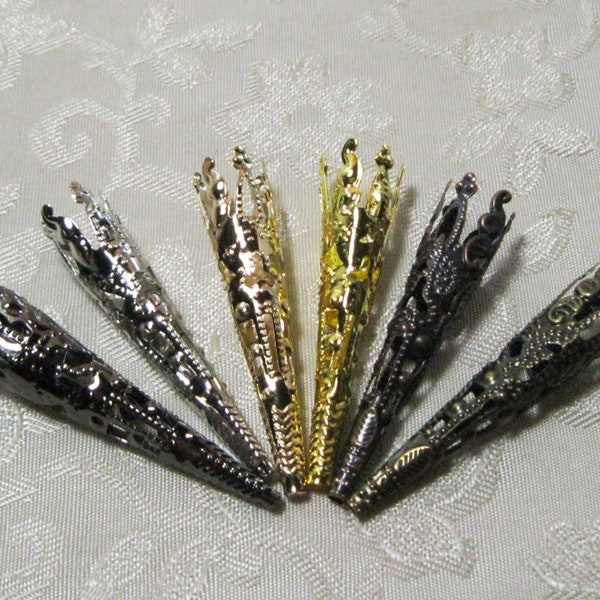 Long Cone Filigree Torch Bead Cap Mix and Match 41mm 343