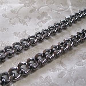 Gunmetal Silver Heavy Flat Twist Cut Cuban Curb Chain 14mm x 10mm x 3mm Nickel Lead Free Bulk 385