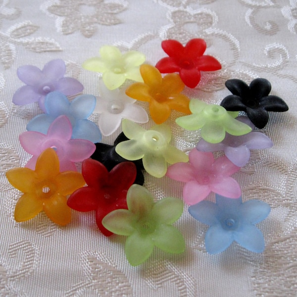 You Pick Colors Lucite Acrylic Star Flower Cap Bead Mix 17mm 424