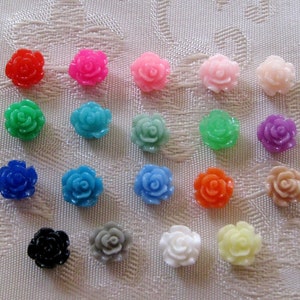 30pcs Tiny Drilled Resin Rose Flower Beads with Hole Choose your Colors 6mm 928