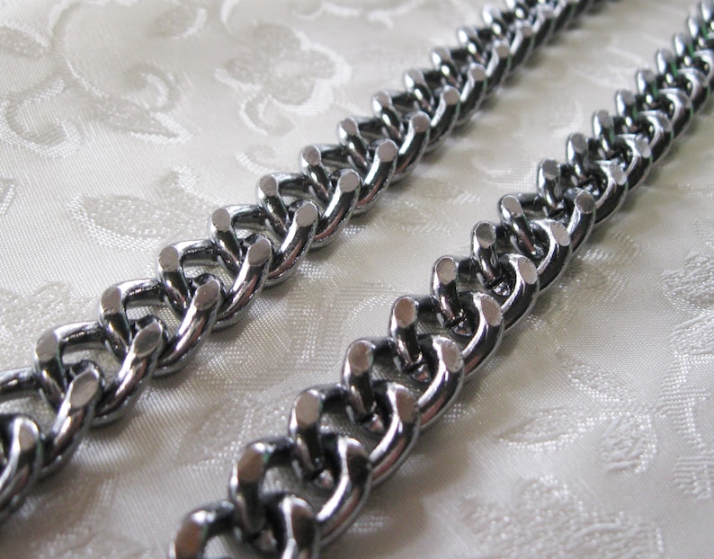 Gunmetal Silver Heavy Flat Twist Cut Curb Chain 14mm X 10mm X Etsy