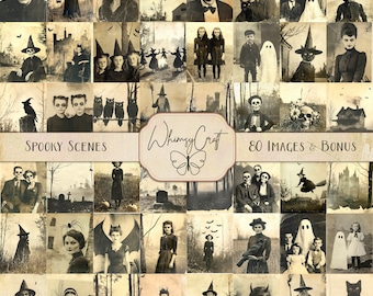 Vintage Halloween Photos: 80 Spooky Ephemera Images (Digital Download)
