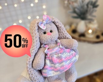 Crochet bunny,handmaded crochet baby snuggler bunny,Crochet baby toy, Crochet toy big bunny,amigurumi bunny,Plush bunny toy,crocheted animal