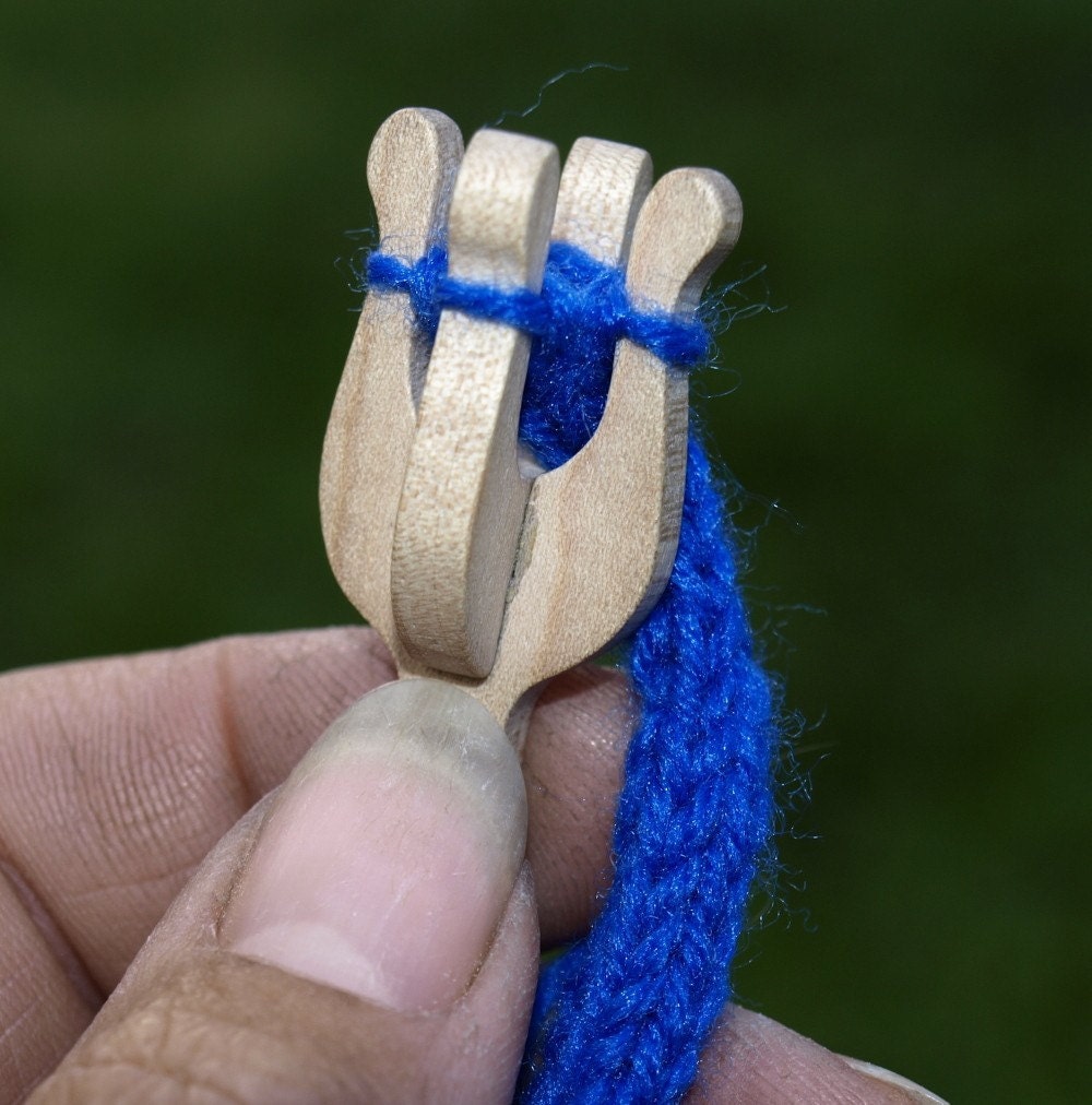 Lucet Fork - Knitting Fork - Hand Tooled Rosewood Lucet