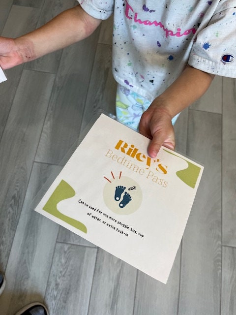 Editable Printable Rainbow Bedtime Pass Ticket to Get Out of Bed