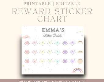 Editable Printable Sticker Reward Chart | Visual Reward System | Evening Activity | Kid's Daily Rewards | Pastel Design | DIGITAL DOWNLOAD