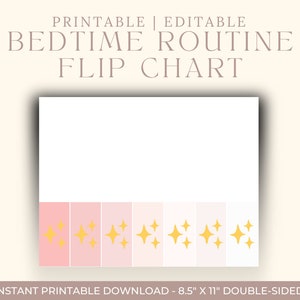 Editable Printable Pink Bedtime Routine Flip Chart | Visual Schedule ...
