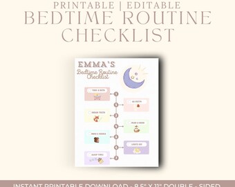 Editable Printable Rainbow Bedtime Routine Checklist | Visual Schedule | Evening Activity | Kid's Daily Checklist