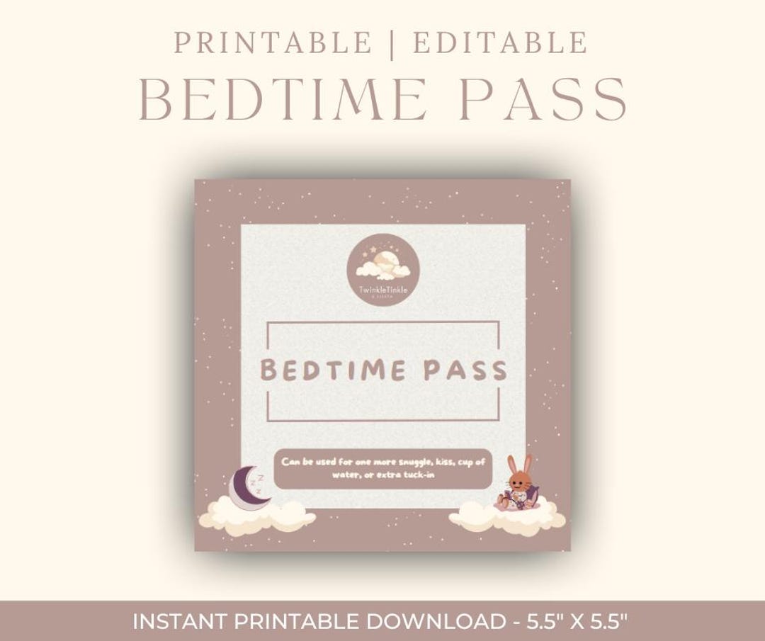 Editable Printable Rainbow Bedtime Pass Ticket to Get Out of Bed Editable Printable Rainbow Bedtime Pass Ticket to Get Out of Bed