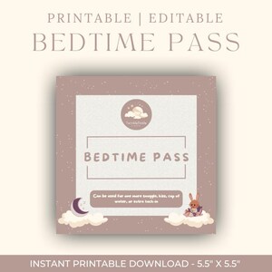 Bearbeitbarer druckbarer Regenbogen-Bedtime-Pass | Ticket to Get Out of Bed | Bleib in Deinem Bett | Incentive-Programm