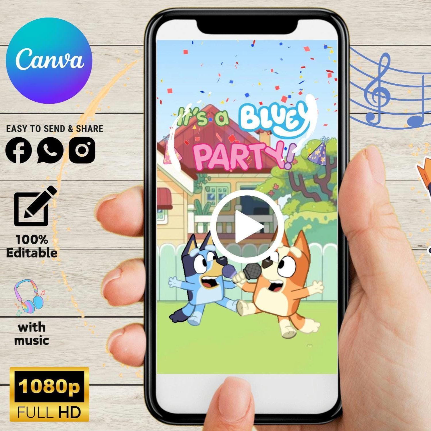 Bluey Animated Birthday Invite