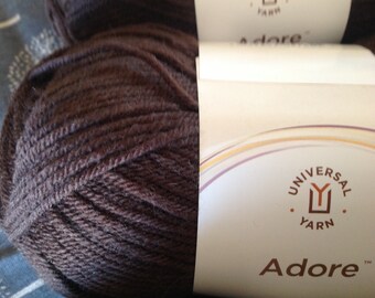 Adore Universal Yarns DK Weight Superwash Merino/Acrylic Blend Knit Crochet Weave Yarn Color Hickory Brown